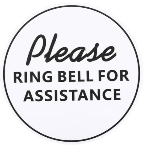 PATIKIL Please Ring Bell For Assistance Sign, 6ODx0.1T Self-Adhesive Warning Sign for Business Home Door Wall Window Office Entrance, White Board Black