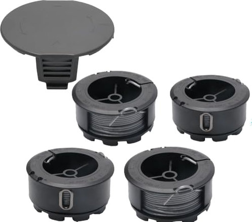 4 StÜCk Rasentrimmer Fadenspule 1 Trimmerabdeckung Kompatibel mit BOSCH UniversalGrassCut 18 18-26 18-260, austauschbar mit F016800570 Ersatzspule.