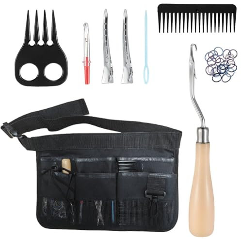Pferde Mähne flechten DIY-Set mit Abnehmbarer Gürtel inkl.Teppichhaken Pin Pinsel Fadenschneider Mähnenkamm Haarspangen und Gummibänder für Westernpferde Party