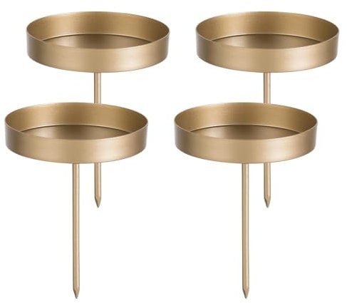 Romadedi Kerzenhalter Adventskranz Gold Stumpenkerzen 6cm: 4er Set Advent Kerzenständer ohne Dorn Stabkerzenhalter zum Stecken Adventsteller Kerzenstecker Kerzenpick Halterung Für Kranz Led Kerzen