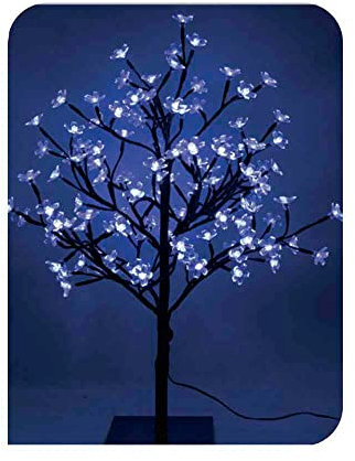 Albero 3D con tronco dritto 60 cm, 120 LED blu, IP44, ideale per decorazioni natalizie ed eventi festivi.