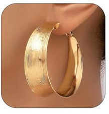 GlamRays Orecchini in oro da donna larghi orecchini in argento grandi piatti Huggie Hoops orecchini alla moda orecchini in oro massiccio orecchini gioielli per donne, gold, L