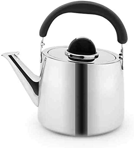 MYVVKIA Whistling Tea Kettle Teapot 4L Bright Silver Stove Whistle Tea Kettle Stainless Steel Polished Teapot with Ergonomic Handle
