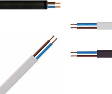 WCC® 2192Y 2-Core Flat Flexible Multicore Wiring Cable PVC Sheath Power Cable Low Voltage 300/500V Black/White – 0.5mm 0.75mm - Basec Approved (Black, 0.5mm 5 Meters)