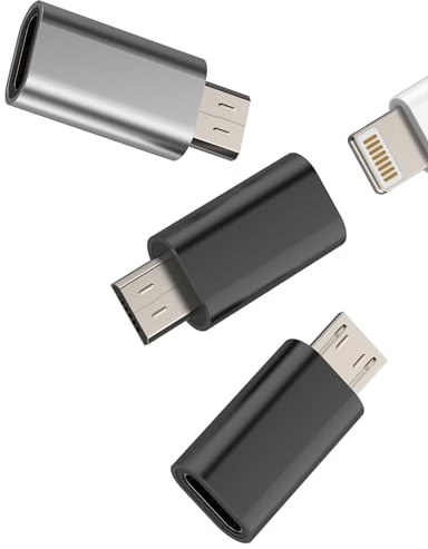 Adaptador Lightning hembra a micro USB macho (paquete de 3) para cargador de cable de iPhone, accesorios de conector de carga Android, adaptador Lightning a micro USB, convertidor, dispositivos de