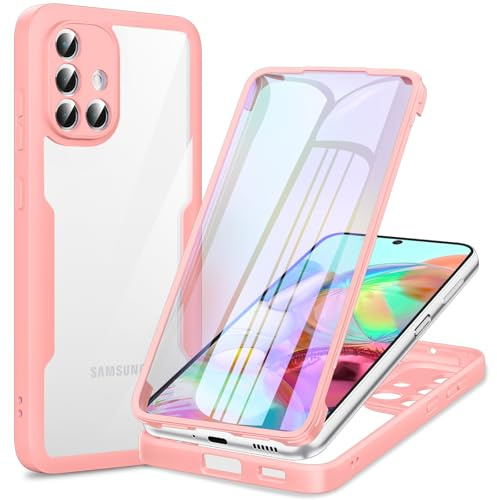Phoona 360 degrés Coque pour Samsung Galaxy A71 4G avec Transparent Protection d'écran, Silicone Antichoc écran Coque, Anti-Rayures Intégrale Étui Housse pour Samsung A71, Rose
