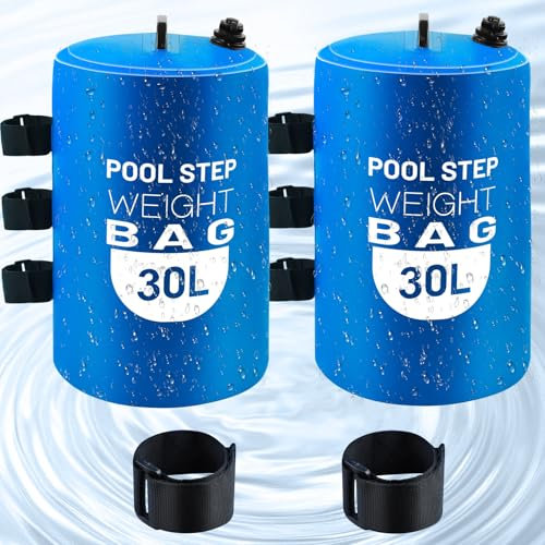 2PCS Pool Ladder Weights 30L Universal Pool Step Weights Large Sand Bag Waterproof 500D PVC Swimming Pool Weights for Above Ground and Inside Pool with Nylon Handle