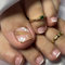 Press on Toenails - Spring Summer Nude French Tip Gel Glue on Toe Nails - 24Pcs Glossy Glitter Flower Toenails Reusable - Fake Nails Acrylic False Nails Manicure Kits for Women