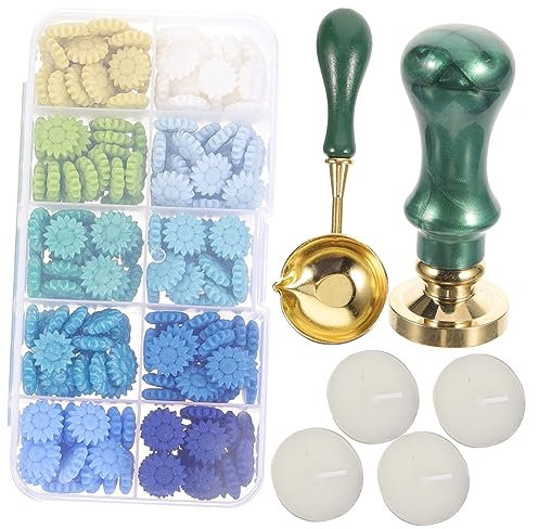 DOITOOL 1 Satz Diy Wachssiegel Stempelset mit Dekorativen Wachskugeln Abnehmbarem Stempelkopf und Holzgriff zur Verzierung von Einladungen und Geschenken für Bastelprojekte Teiliges