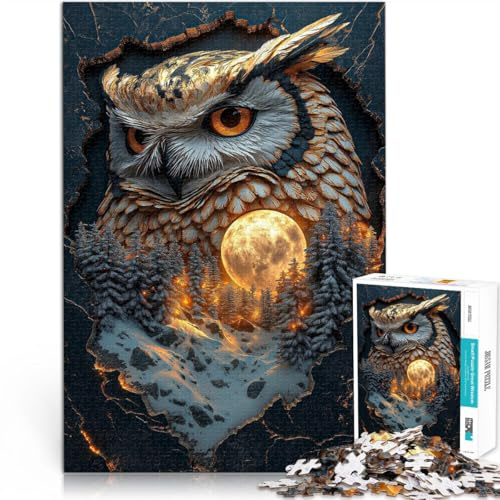 für Erwachsene 2000-teiliges Puzzle Eule und Vollmond Aus Karton ab 14 Jahren Schönes DesignspielSchönes Designspiel EIN Kunstwerk。Größe：70x100cm/27.5x39.3Zoll