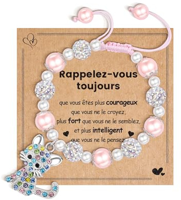 BOCHOI Papillons Trèfle Cheval Fille Bracelet Meilleure Amie Cadeau Fille 5 6 7 8 9 10 11 12 Ans Anniversaire pour Amie Sœur Nièce Bracelet Pierre Naturelle Bijoux Noël Idées Cadeau Retour à l'école