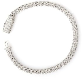 Miami Cuban Link Armband 6mm – 925 Sterling Silber Armband Iced Out mit Zirkonia – Herren & Damen Unisex – Lucoro