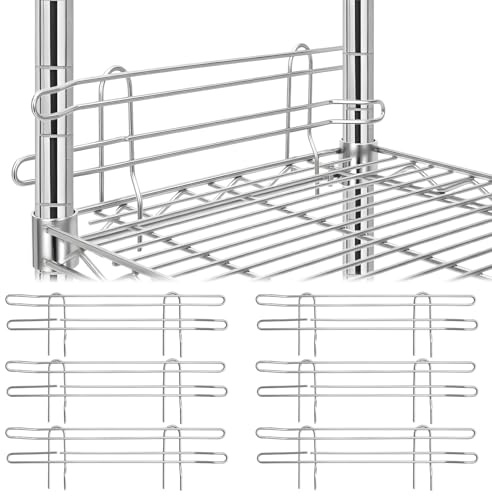 MorningRo 6 Pcs Chrome Wire Shelf Ledge 18 L x 4 H Wire Shelving Side Ledge Metal Shelves Accessories Pantry and Garage Storage, Silver