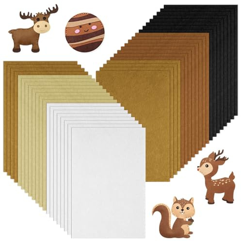 Ainiv Filz 40 PCS Bastelfilz, Filz zum Basteln 20X30cm, Brauntöne Filzstoff | DIY Filzplatten, Felt Fabric Filzrolle, Vliesstoff Stoff Filzplatten für DIY-Dekorationen und Kinderparty Projekte