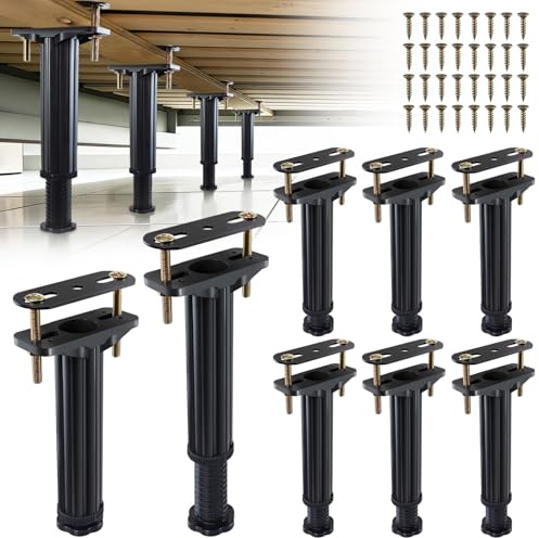 LOSCHEN 8 Stück Höhenverstellbare Bettstützfüße 19,6-33,2 cm, Hochbelastbare Zentralstützfüße für Bettgestell, Bettlatten & Möbel, Ersatzbettfüße zur Stabilisierung