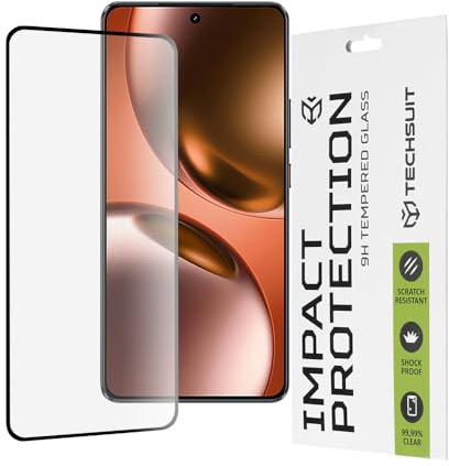 Techsuit Displayschutzfolie für Realme GT 7 Gehärtetes Glas mit 9H Härte, Vollständige Abdeckung, Stoßschutz, Oleophobe Beschichtung, Anti Fingerabdruck, Blasenfrei, 111D Full Glue