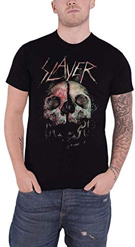 Slayer Herren Cleaved Skull T-Shirt, Schwarz (Black Black), Large