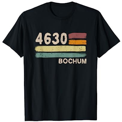 Alte Postleitzahl Geschenk Designs 4630 Bochum Retro Postleitzahlen T-Shirt für Erwachsene, Unisex, Familien - Schwarz, S - Kurzarm, T-Shirt mit kurzen Ärmeln