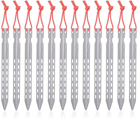 iBasingo Titanium Alloy Pegs Ultralight V-shape Tent Stakes Tent Accessories Portable Tent Nails 12 Pieces Ti4008P