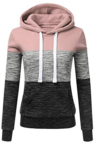 Sweat à Capuche Femme Pas Cher Uni DéContracté Manche Longue Pullover Fille Blouson Tops Mode Hoodie Sweat-Shirts Manche Longue