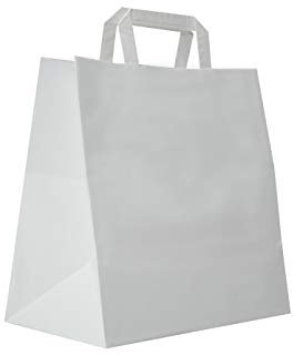 Carte Dozio S.r.l. - Shopper in Kraft con fondo quadro, color Bianco, maniglia piatta, f.to cm 27+17 x 29, cf 50 pz