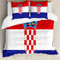 ABAKUHAUS Kroatien Bettwäsche Set für Doppelbetten, Einfaches Design Flagge Druck, Weicher Microfaserstoff Allegigeignet kein Verblassen, Indigo Weiß