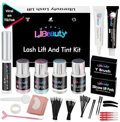 Libeauty Wimpernlifting Set mit Farbe Schwarz, Lash Lifting Set mit Farbe Schwarz, Enthält Alles, was zum Lift und Färben Wimpern Benötigt wird, Komplett in 30 Minuten, für Anfänger