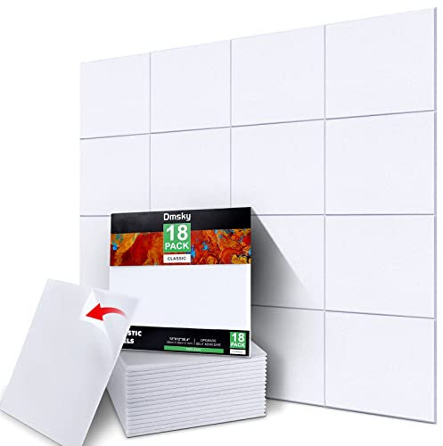 Dmsky Lot de 18 panneaux acoustiques insonorisants à haute densité pour studio à domicile, 30,5 x 30,5 x 1 cm, décoration murale, blanc