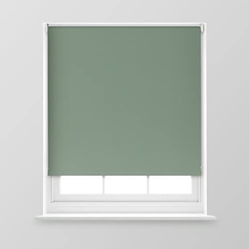 A.Unique Home Premium Trimmable Thermal Blackout Roller Window Blind in a Variety of Colours and Sizes Ideal for any Room - 3FT - Sage - 90cm (W) x 170cm (L) | 35.4 (W) x 66.9 (L)