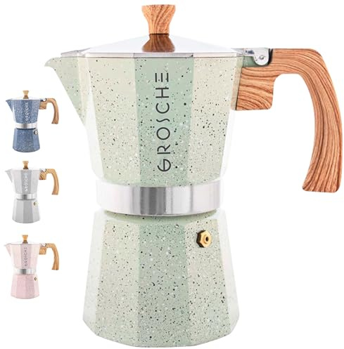GROSCHE Milano-Maschine, Espressokocher für Herd, Greca-Kaffeemaschine, Herd-Kaffeemaschine und Espressokocher (Mint, 6 Tassen)