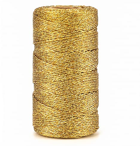 jijAcraft Filo d'oro Spago Dorato Metallico 1,5 mm di Spessore, 100 metri, per Artigianato Decorazione di Natale Confezioni Regalo Hobby Creativi