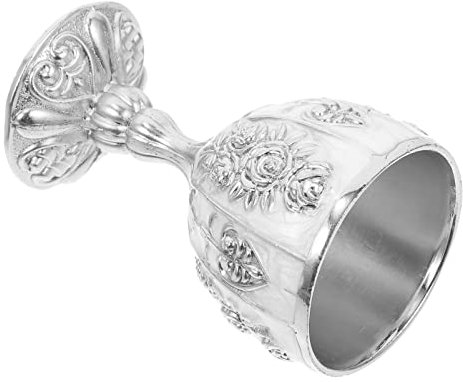 Homoyoyo Tazza di vino in metallo stile europeo retrò decorativo calice ornamenti gotico vino calice decorativo tazza di vino (argento)