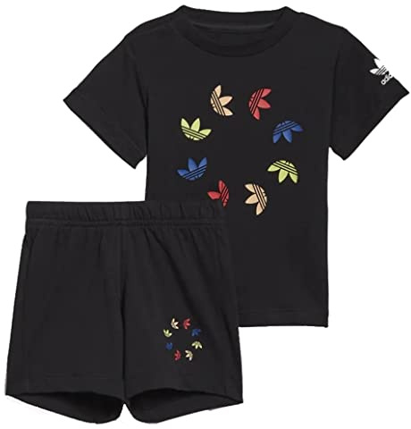 Adidas HE6854 Short Tee Set Baby Set Unisex Baby Top:Black Bottom:Black 912M