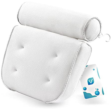 Vesta+ XXL Badewannenkissen Weiß Mit Saugnäpfen, Testsieger Nackenkissen für Badewanne & Dusche, Badekissen Mit Nackenunterstützung