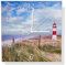 Wallario Design Wanduhr Leuchtturm am Strand von Sylt aus Aluverbund, Alu-Uhr Größe 30 x 30 cm, weiße Zeiger mit Metalloptik