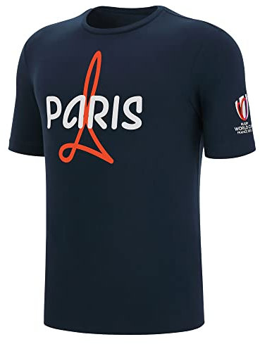 Macron Official Paris World Cup 2023 Adult Rugby T-Shirt, Blue, XL