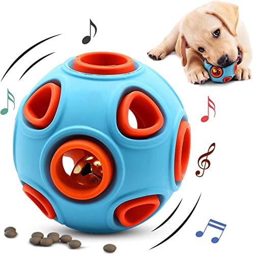 Hundespielzeug Ball, Naturkautschukmaterial, Hundeball mit Zahnpflegefunktion, Hundetrainingsball, Intelligenzspielzeug, Quietschendes Interaktives Kauspielzeug, Zähne Spielzeugball für Hunde