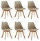 EGOONM 6er Set Esszimmerstühle, Skandinavisch, Retro-Design, Gepolstert, für Küche, Büro, mit Beinen aus Massivem Buchenholz (Braun)