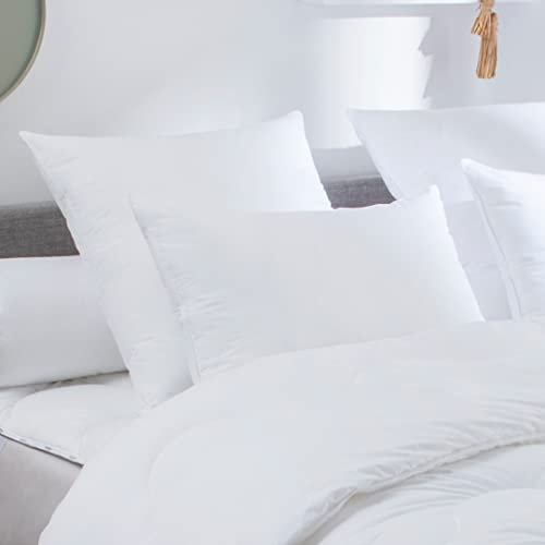 DODO | Oreiller Eco Green Medium 60x60 I Toucher Duvet Douillet I Fibres Recyclées Éco-Responsables I Enveloppe 100% Coton Naturel Percale I Fabriqué en France