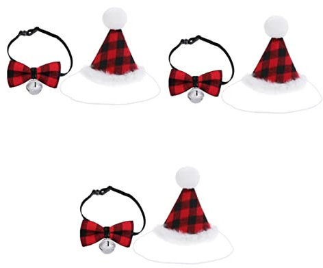 Mipcase 6stücke Teiliges Weihnachtsmütze Und Halsband Mit Glocke Für Kleine Haustiere Niedliche Kopfbedeckung Mit Festlichem Design Und Hochwertigem Weichem Material