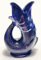 Mazeology’s Cobalt Blue Porcelain Gurgle Fish Shaped Water Jug 50 ounces/ 1.5 liter Capacity 10.5 Inches High