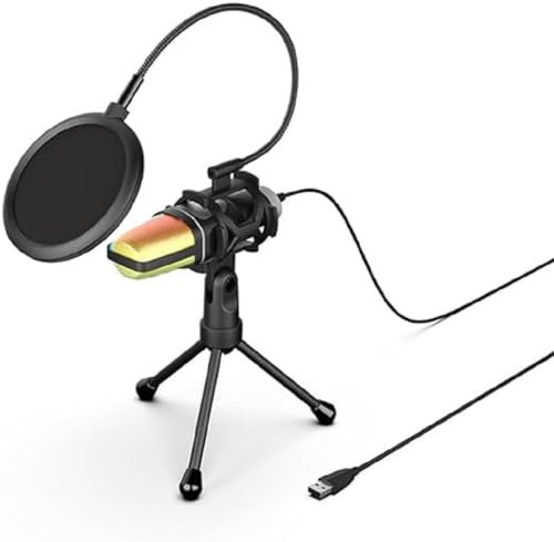 Mobility Lab - ML307176 – Vlogging-Kit – RGB-Mikrofon – Geräuschfilter mit flexiblem Arm – Anti-Schock-Dreibeinstativ, 180° drehbare Halterung – für Tiktok/Steam-Videos