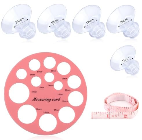 5pcs Breast Pump Flange Insert, with Soft Rule Set Silicone Flange Inserts Compatible with TSRETE Medela Momcozy S9/S9Pro/S12/S12Pro Wearable Breast Pumps (13/15/17/19/21mm)