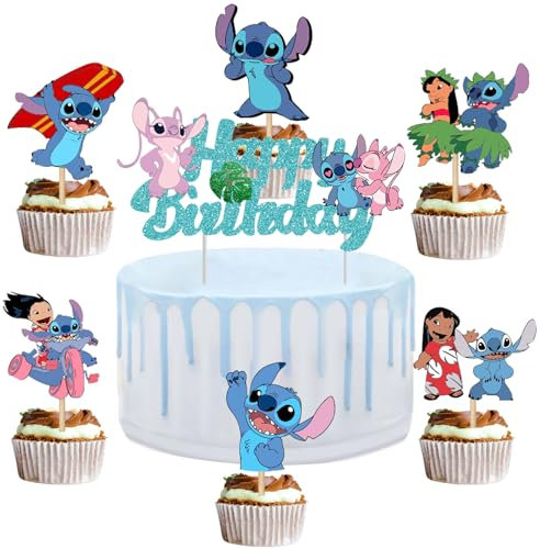 25pcs Stit Tortendeko,Stit Cake Topper,Stit Party Cake Decoration,Stit Kuchen Dekoration,Stit Cupcake Toppers,Stit Cake Topper Geburtstag,für Kinder Kuchendekoration