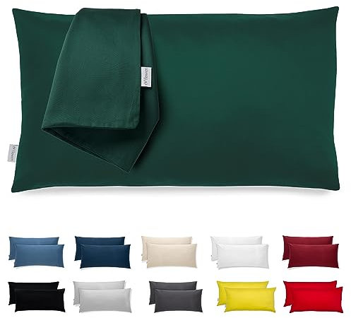 Kissenbezug 40 x 80 Mikrofaser Premium 2er Set Kopfkissenbezug 40x80 für Kissen Bett Stoff Superweicher Resistent Hypoallergen Anti-Milben Atmungsaktiv Kissenhülle mit Verdecktem Zip Voll Waschbar