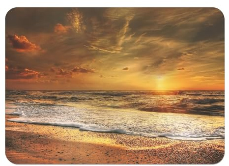 Platzsets, weiche Unterseite aus Kork, atemberaubende Sonnenunterlage, am Strand, Meer, Wellen, großes Format, 39,5 x 28,5 cm, 4 Stück