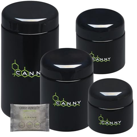 CANNY UV-Glas mit Feuchtigkeitspackung - Kräuterglas und luftdichtem Deckel, geruchsdichter Behälter, geruchsresistent (500 ml)