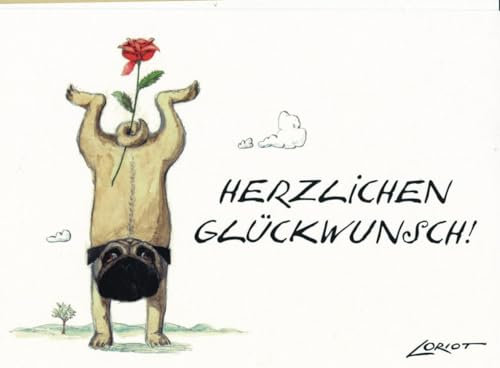 Inkognito Postkarten | Anlass: ''birthday'', Motiv: Glückwünsche ''Herzlichen Glückwunsch'' | Künstler: Loriot (Vicco von Bülow) | Art-Nr.: 15167 | vom Berliner Verlag