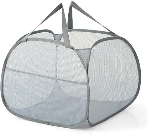 Pop Up Wäschekorb Faltbar 90L - Wäschetonne Klappbar Mit Griff - Laundry Basket Aufbewahrungskorb für Kinderzimmer, Camping Und Reisen - Grau