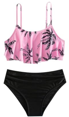 Swimsuit Due Pezzi Ragazza Costume Piscina Bambina Bikini con Volant Costume Da Bagno In 2 Pezzi Per Bambina Con Stampa Tropicale Bikini Carino 7-14 Anni